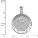 Load image into Gallery viewer, 14K White Gold Polished and Satin St. Christopher Medal Pendant 22mm width

