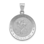 Load image into Gallery viewer, 14K White Gold Polished and Satin St. Christopher Medal Pendant 22mm width
