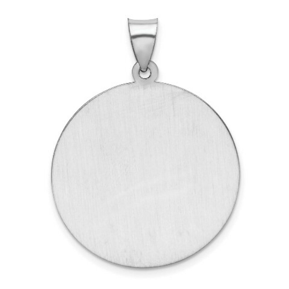 14K White Gold Polished and Satin St. Christopher Medal Pendant 26mm width