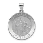 Load image into Gallery viewer, 14K White Gold Polished and Satin St. Christopher Medal Pendant 26mm width
