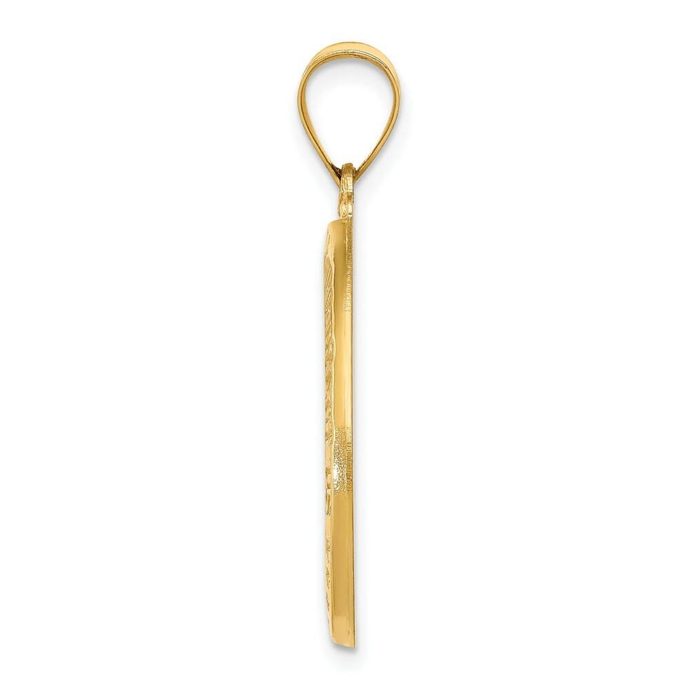 14K Yellow Gold Polished and Satin St. Christopher Medal Pendant 15mm width