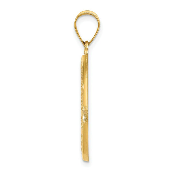 14K Yellow Gold Polished and Satin St. Christopher Medal Pendant 15mm width