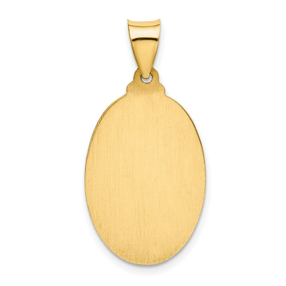 14K Yellow Gold Polished and Satin St. Christopher Medal Pendant 15mm width