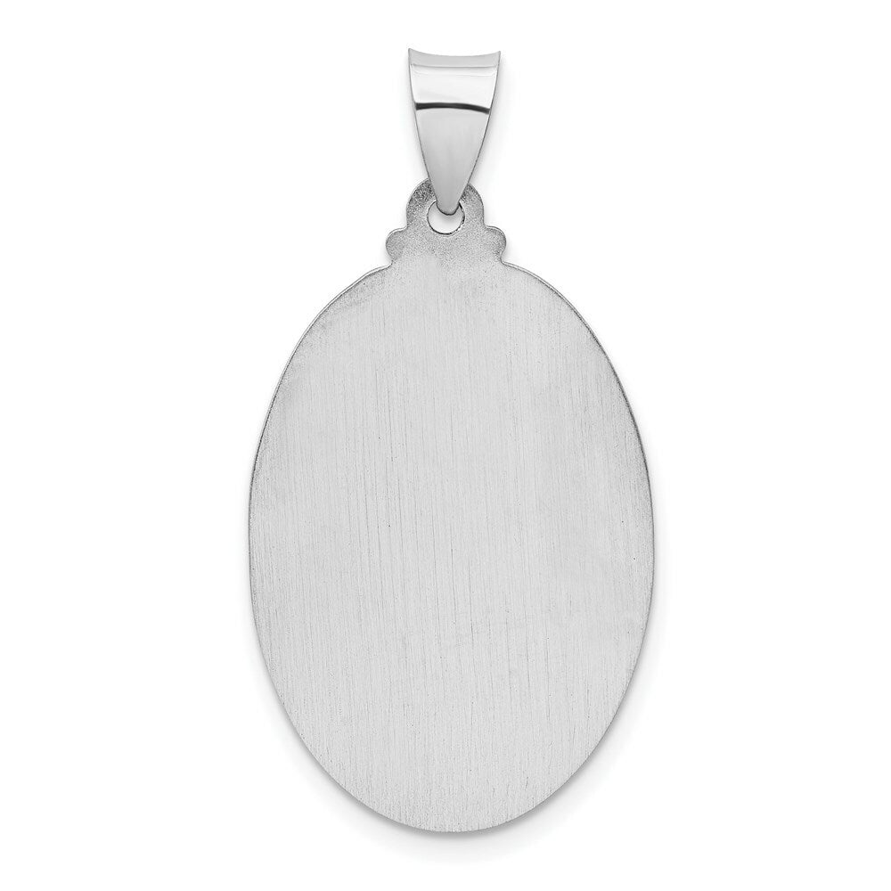 14K White Gold Polished and Satin St. Christopher Medal Pendant 18mm width