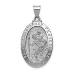 Load image into Gallery viewer, 14K White Gold Polished and Satin St. Christopher Medal Pendant 18mm width

