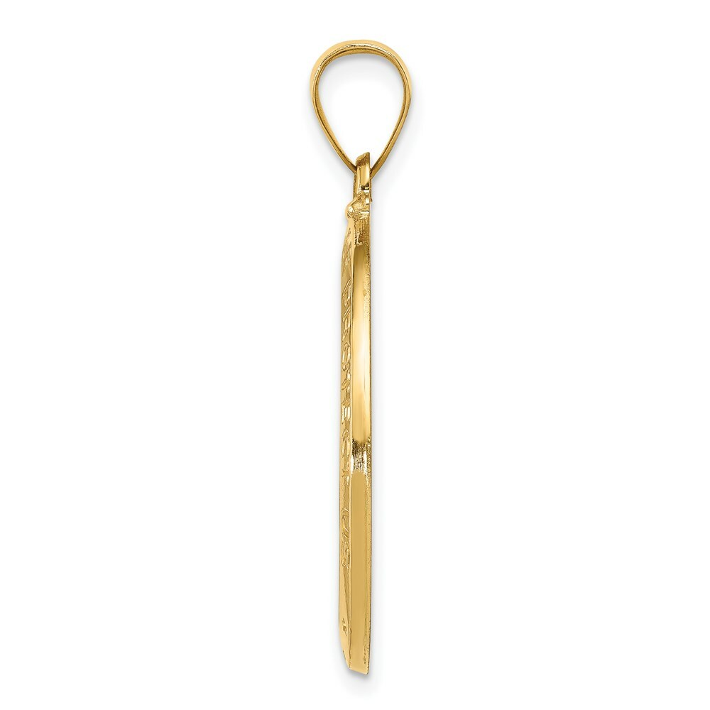 14K Yellow Gold Polished and Satin St. Christopher Medal Pendant 16mm width