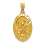 Load image into Gallery viewer, 14K Yellow Gold Polished and Satin St. Christopher Medal Pendant 16mm width
