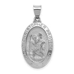 Load image into Gallery viewer, 14K White Gold Polished and Satin St. Christopher Medal Pendant 16mm width
