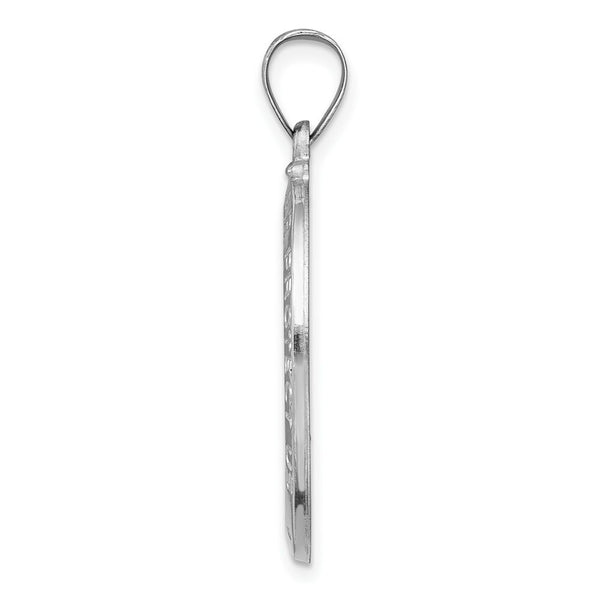 14K White Gold Polished and Satin St. Christopher Medal Pendant 16mm width