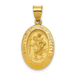 Load image into Gallery viewer, 14K Yellow Gold Polished and Satin St. Christopher Medal Pendant 14mm width
