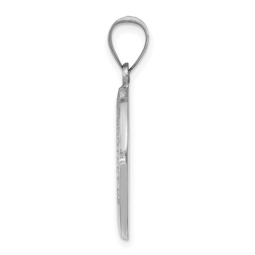14K White Gold Polished and Satin St. Christopher Medal Pendant 14mm width