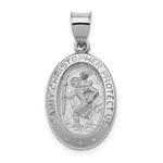 Load image into Gallery viewer, 14K White Gold Polished and Satin St. Christopher Medal Pendant 14mm width
