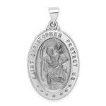 Load image into Gallery viewer, 14K White Gold Polished and Satin St. Christopher Medal Pendant 21mm width
