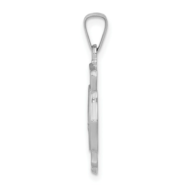 14K White Gold Polished and Satin St. Florian Badge Pendant 16mm width
