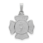 Load image into Gallery viewer, 14K White Gold Polished and Satin St. Florian Badge Pendant 16mm width
