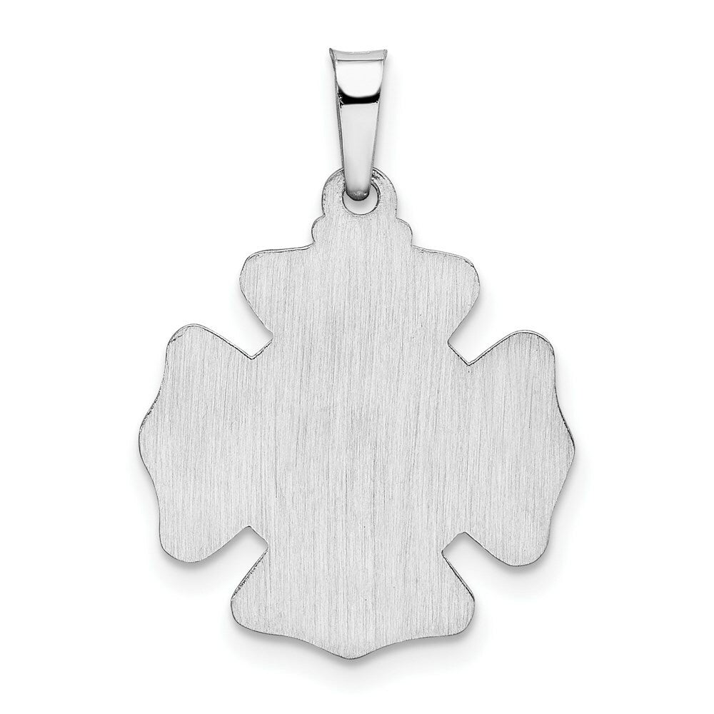 14K White Gold Polished and Satin St. Florian Badge Pendant 16mm width