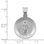 Load image into Gallery viewer, 14K White Gold Polished and Satin St. Florian Medal Pendant 18mm width
