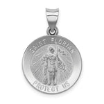 Load image into Gallery viewer, 14K White Gold Polished and Satin St. Florian Medal Pendant 18mm width
