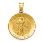 Load image into Gallery viewer, 14K Yellow Gold Polished and Satin St. Florian Medal Pendant 22mm width
