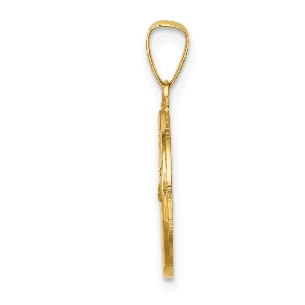 14K Yellow Gold Polished and Satin St. Francis Medal Pendant 15mm width