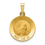 Load image into Gallery viewer, 14K Yellow Gold Polished and Satin St. Francis Medal Pendant 15mm width
