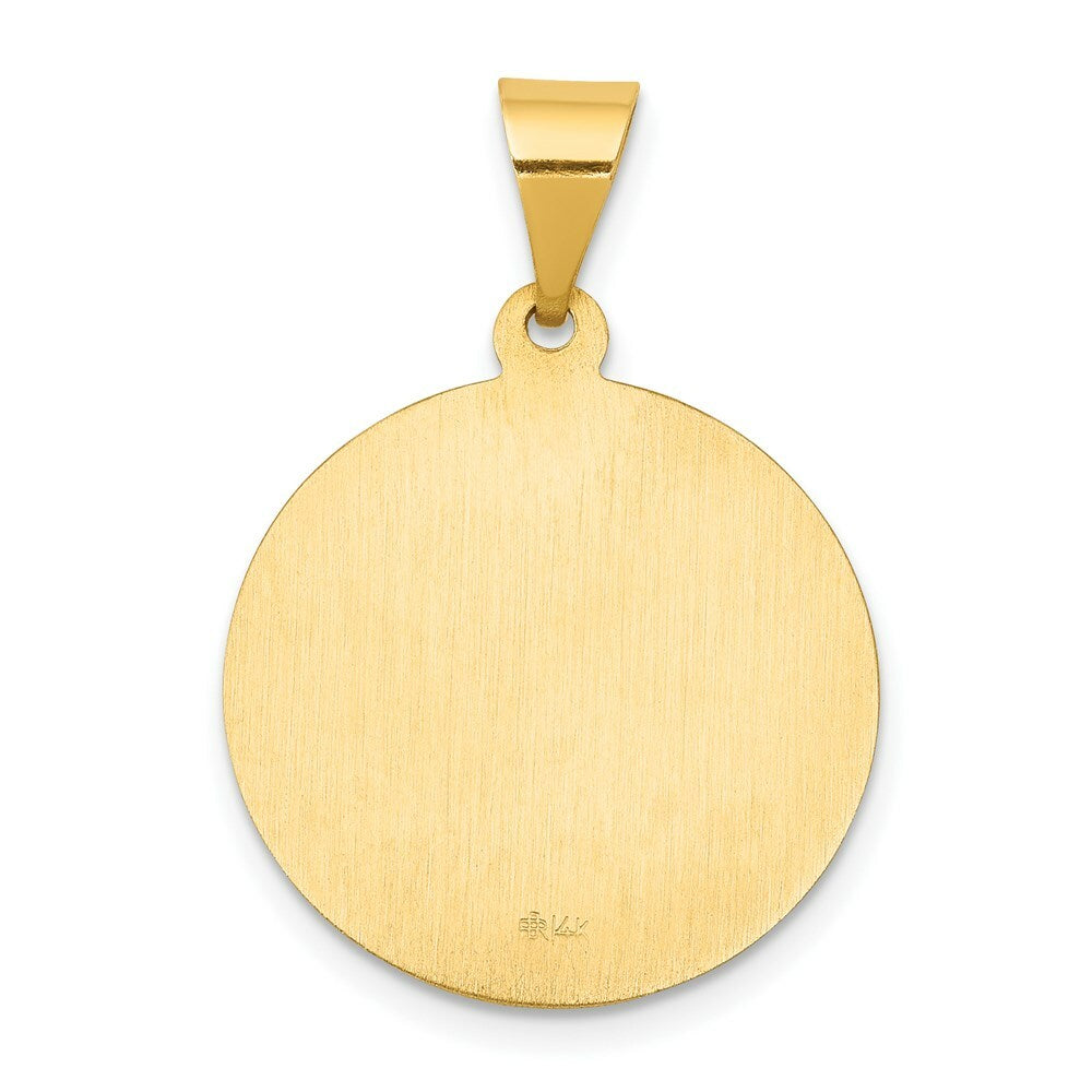 14K Yellow Gold Polished and Satin St. Francis Medal Pendant 20mm width