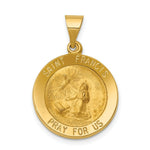 Load image into Gallery viewer, 14K Yellow Gold Polished and Satin St. Francis Medal Pendant 20mm width
