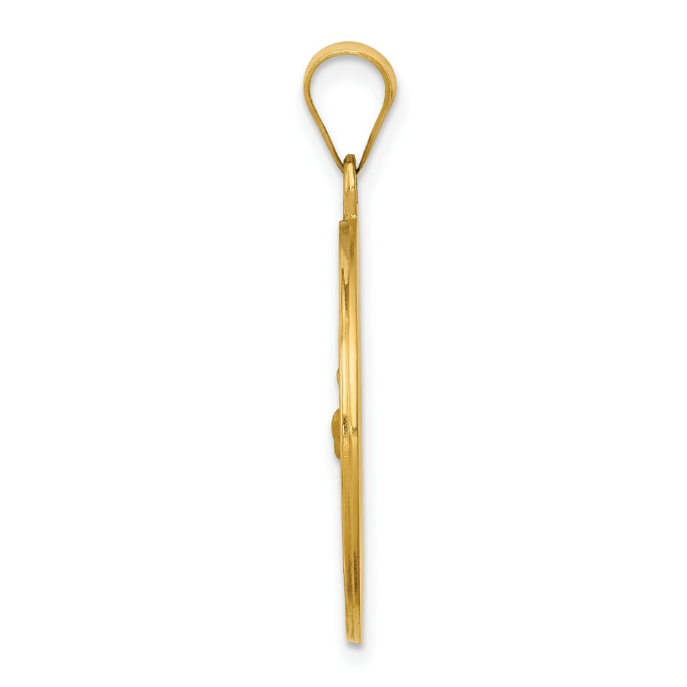 14K Yellow Gold Polished and Satin St. Francis Medal Pendant 23mm width