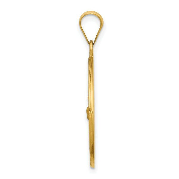 14K Yellow Gold Polished and Satin St. Francis Medal Pendant 23mm width