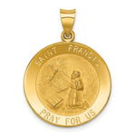 Load image into Gallery viewer, 14K Yellow Gold Polished and Satin St. Francis Medal Pendant 23mm width
