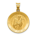 Load image into Gallery viewer, 14K Yellow Gold Polished and Satin St. Francis of Assisi Medal Pendant 22mm width
