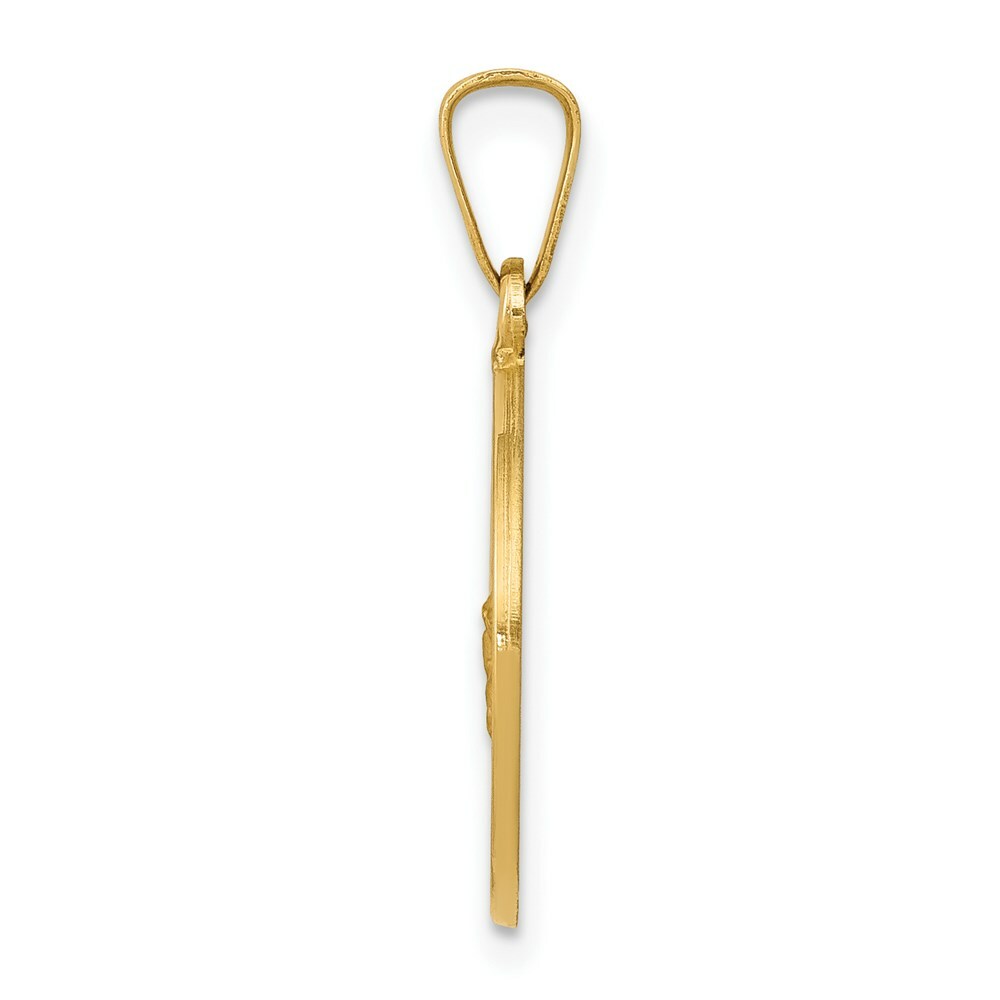14K Yellow Gold Polished and Satin St. George Medal Pendant 15mm width