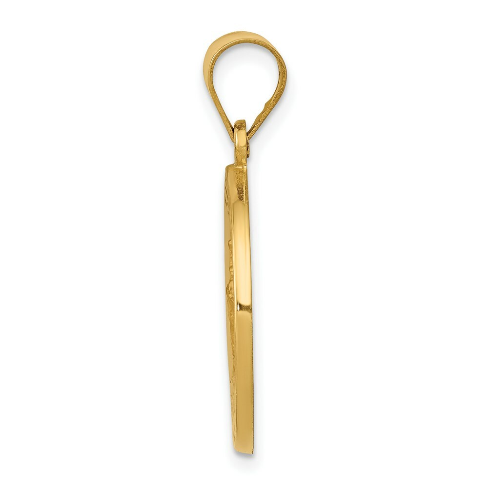 14K Yellow Gold Polished and Satin St. George Medal Pendant 19mm width