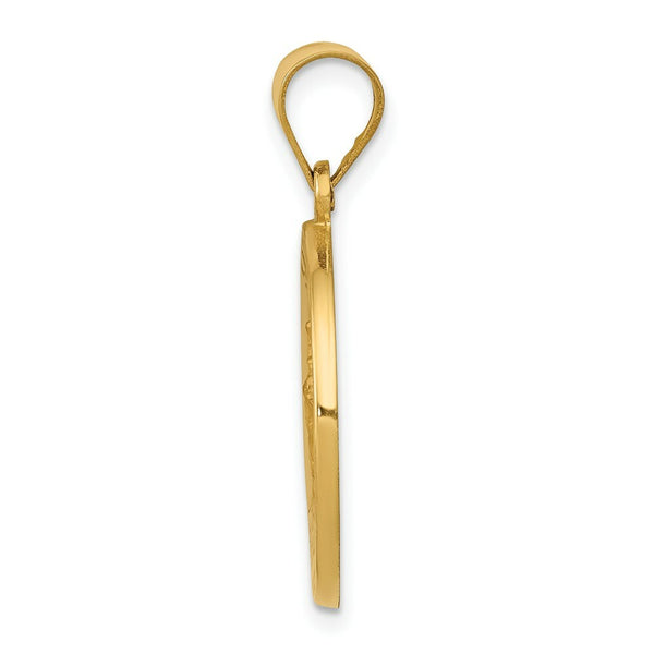 14K Yellow Gold Polished and Satin St. George Medal Pendant 19mm width