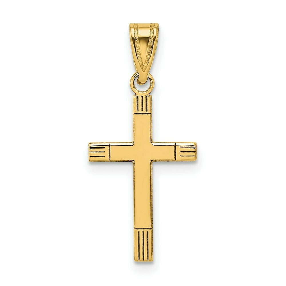 14K Yellow Gold Cross Pendant 25mm length