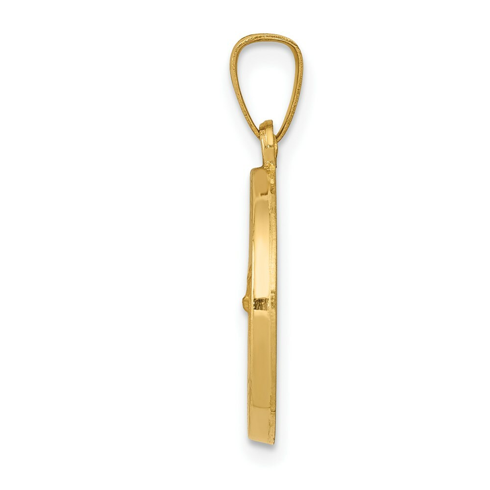 14K Yellow Gold Polished and Satin St. Gerard Medal Pendant 15mm width