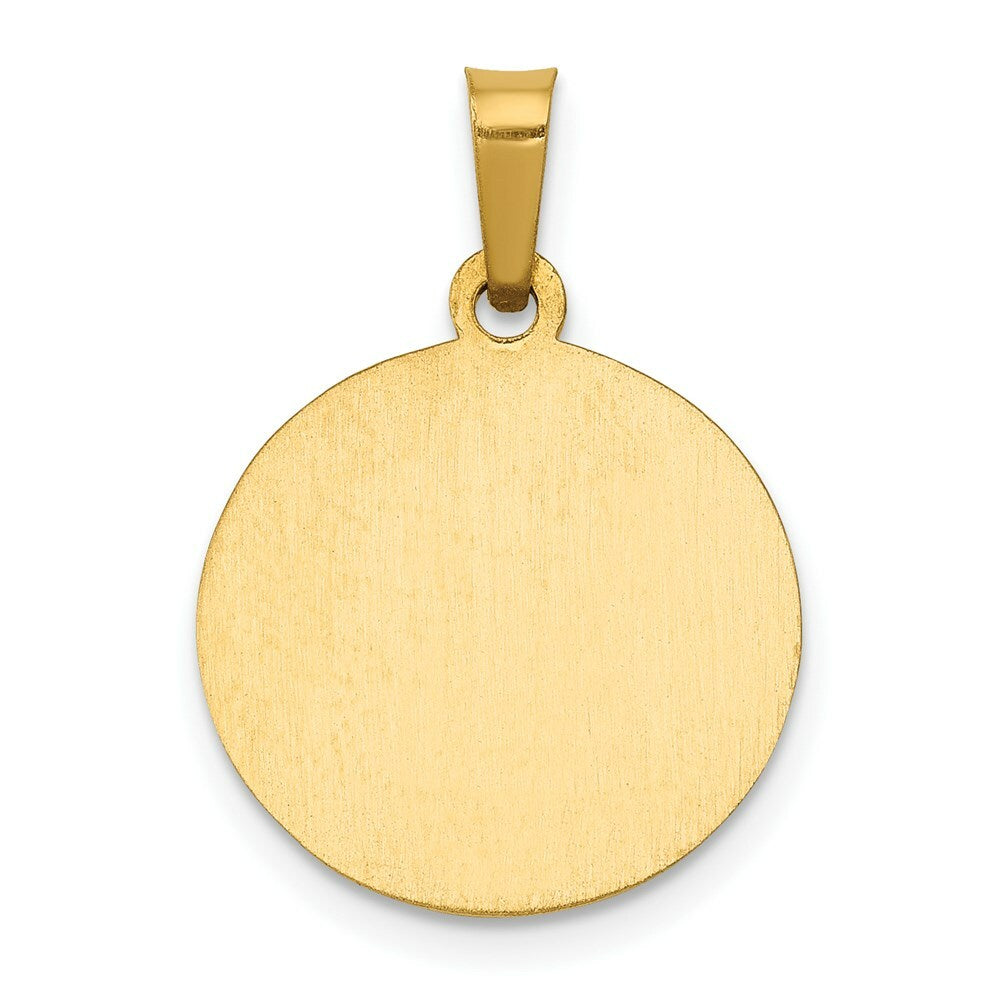 14K Yellow Gold Polished and Satin St. Gerard Medal Pendant 15mm width
