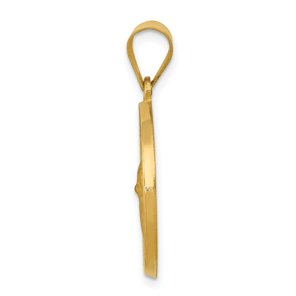 14K Yellow Gold Polished and Satin St. Gerard Medal Pendant 18mm width