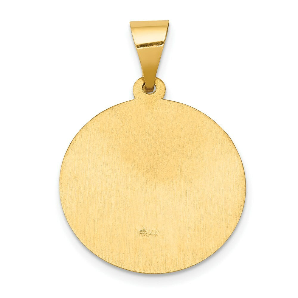14K Yellow Gold Polished and Satin St. Gerard Medal Pendant 18mm width