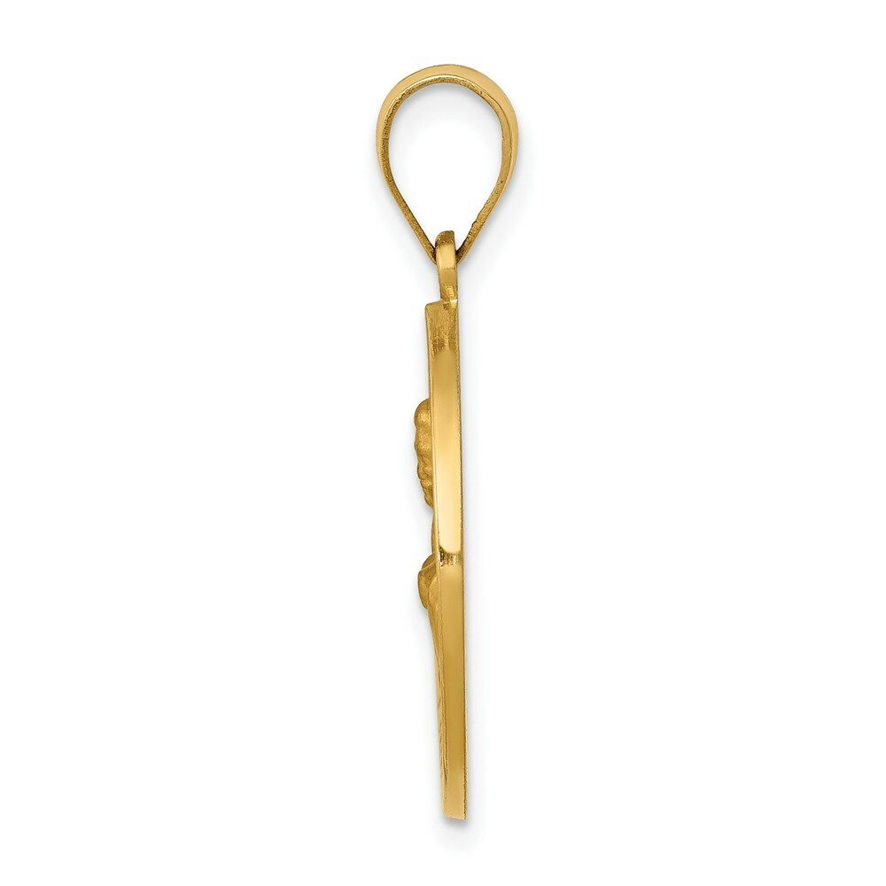 14K Yellow Gold Polished and Satin St. John Medal Pendant 19mm width