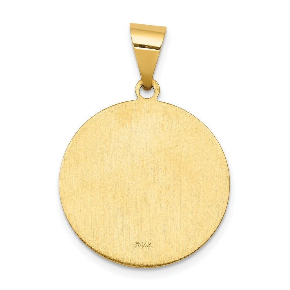 14K Yellow Gold Polished and Satin St. John Medal Pendant 19mm width