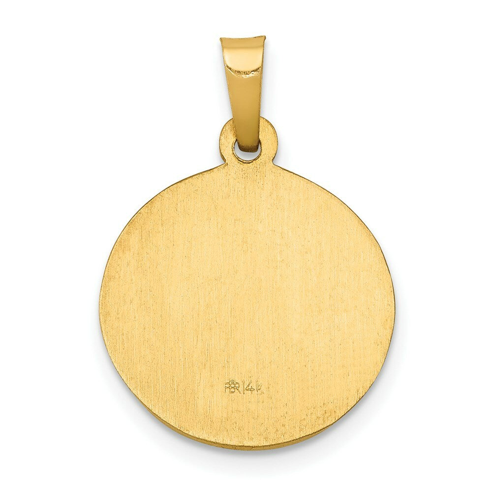 14K Yellow Gold Polished and Satin St. John Baptist Medal Pendant 15mm width