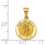 Load image into Gallery viewer, 14K Yellow Gold Polished and Satin St. John Baptist Medal Pendant 15mm width
