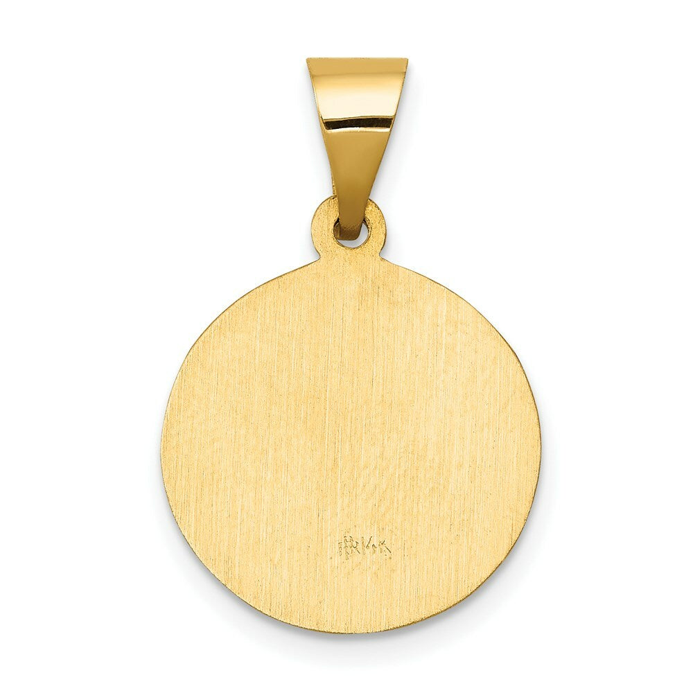14K Yellow Gold Polished and Satin St. John Baptist Medal Pendant 15mm width