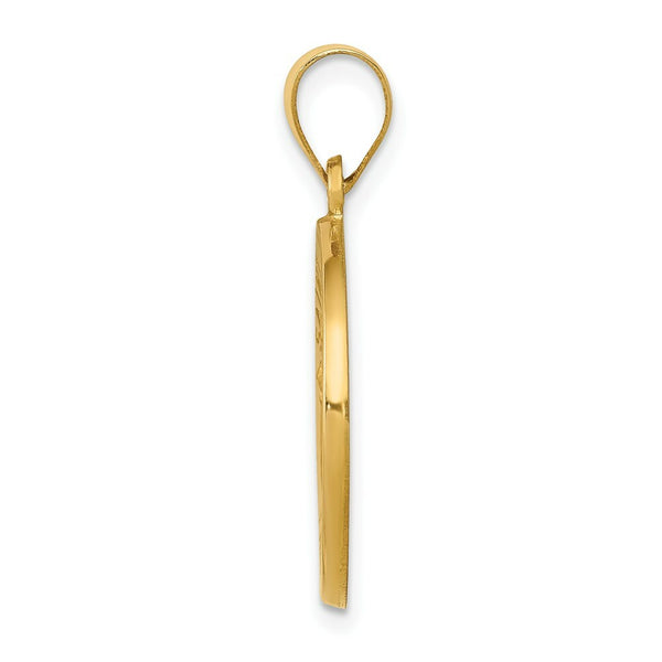 14K Yellow Gold Polished and Satin St. John Baptist Medal Pendant 18mm width