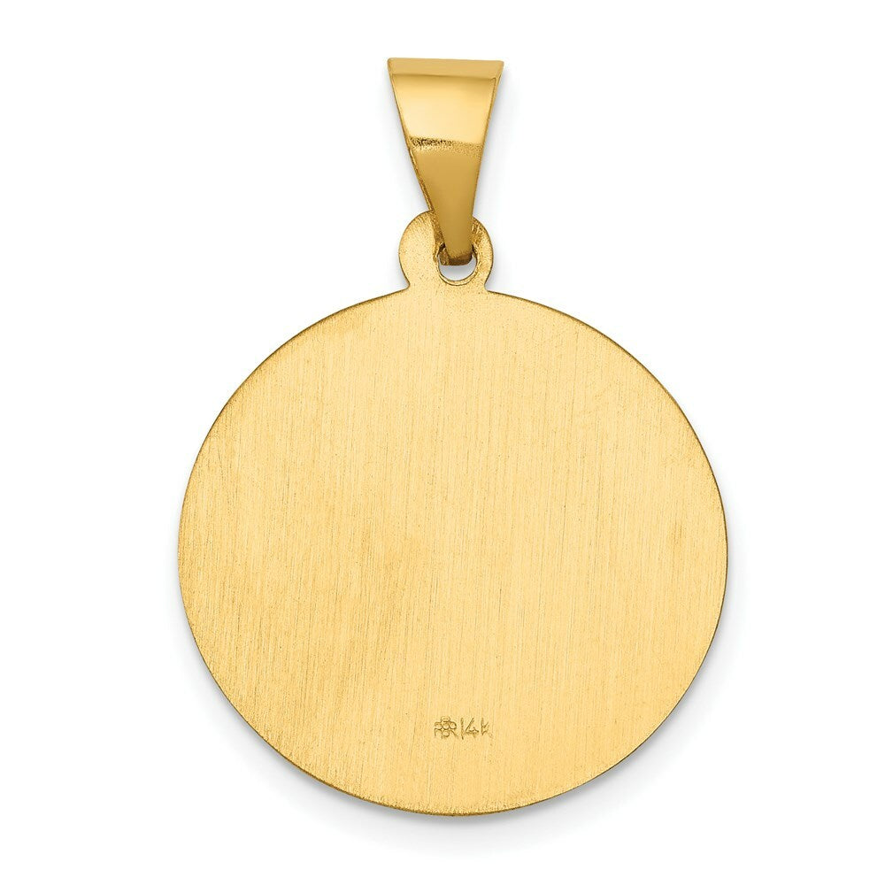 14K Yellow Gold Polished and Satin St. John Baptist Medal Pendant 18mm width