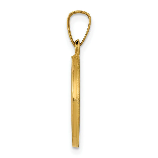 14K Yellow Gold Polished and Satin St. Joseph Medal Pendant 15mm width