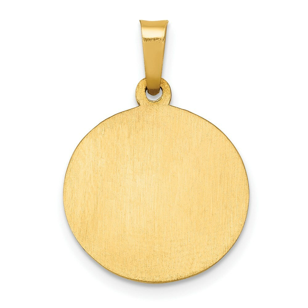 14K Yellow Gold Polished and Satin St. Joseph Medal Pendant 15mm width