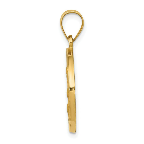 14K Yellow Gold Polished and Satin St. Joseph Medal Pendant 19mm width
