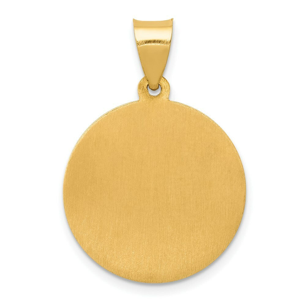 14K Yellow Gold Polished and Satin St. Joseph Medal Pendant 19mm width